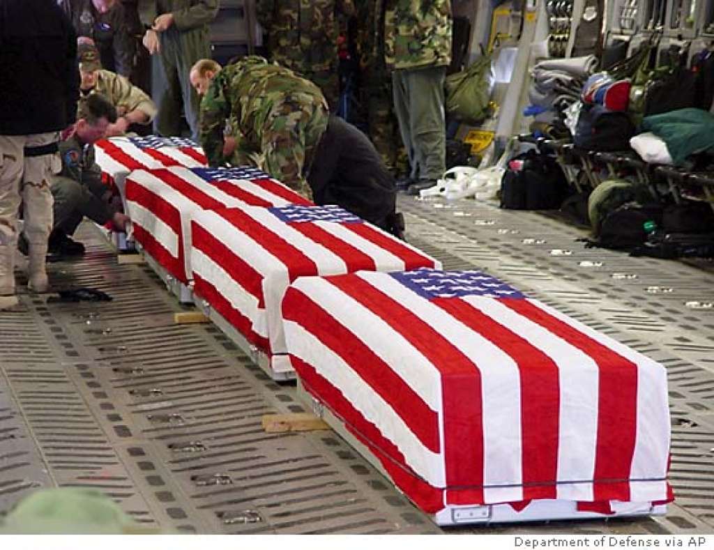 Flag draped Coffins
